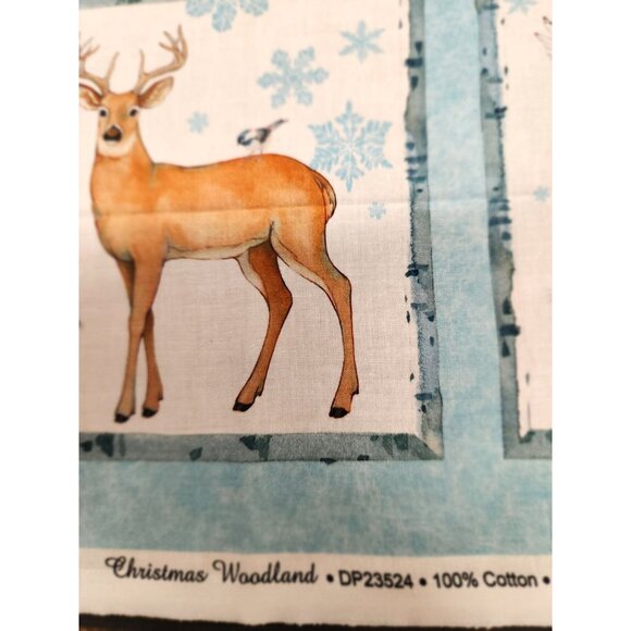 One Snowy Day Christmas Woodland Fabric Panel 24"x43" - Woodland Animals Scene - Picture 14 of 16